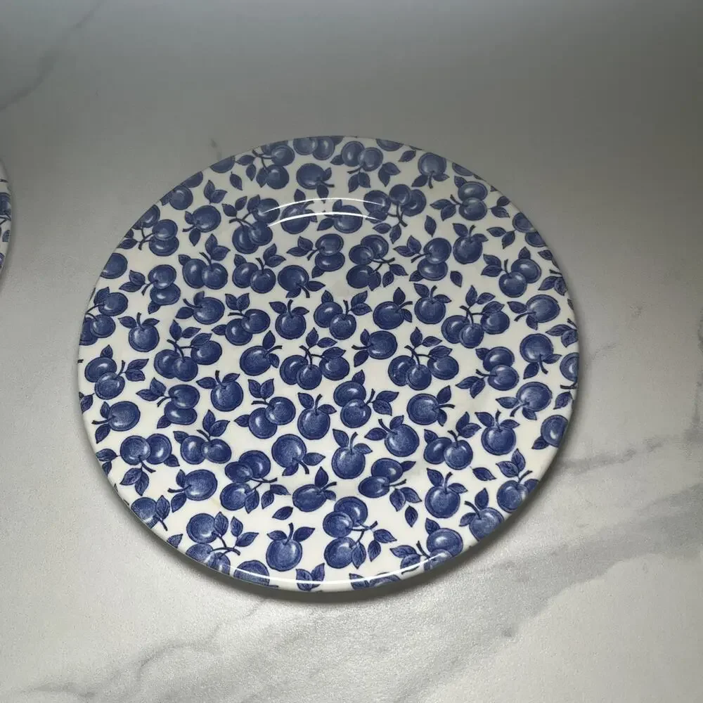 Eit Blue By English Ironstone Set (2) Blue / White Fruit Leaves 7